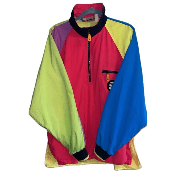 VTG 80’s Neon Ocean Pacific OP Pull Over Jacket Performance Board Wear Size M - Picture 2 of 14